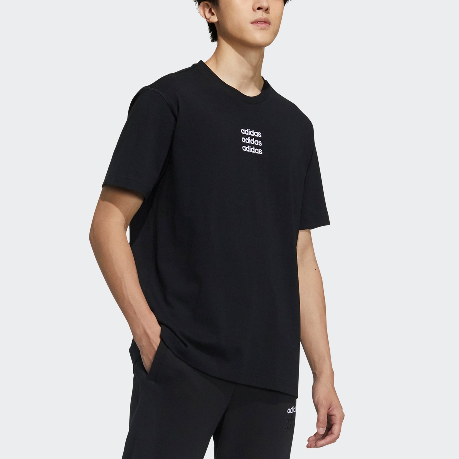 adidas neo M Ce C+ Tee Casual Sports Round Neck Short Sleeve Black GP4891
