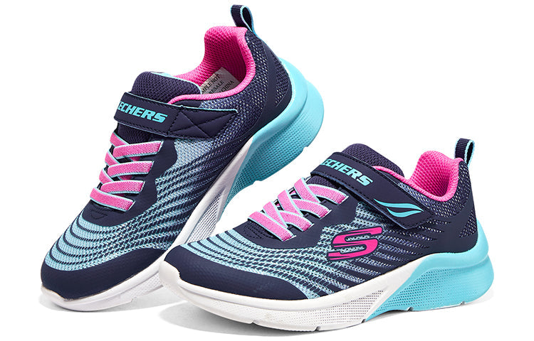 (GS) Skechers Microspec Rejoice Racer Athletic Sneakers 'Black Blue Pink' 302349L-NVMT