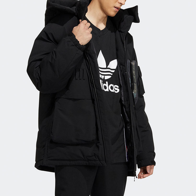 adidas originals Zipper Cardigan hooded Down Jacket Black H58058