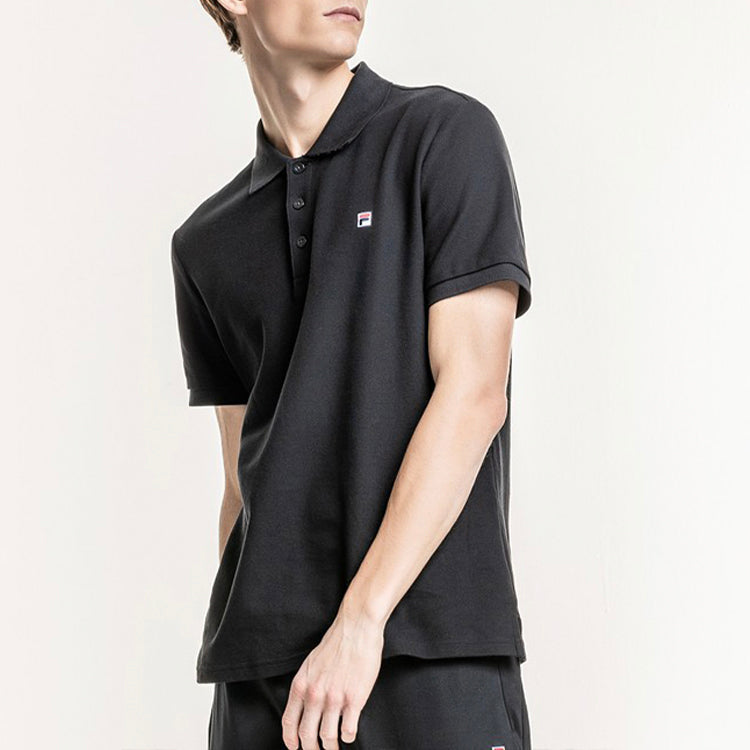 Men's FILA Logo Sports Knit Black Polo Shirt F11M918105F-BK
