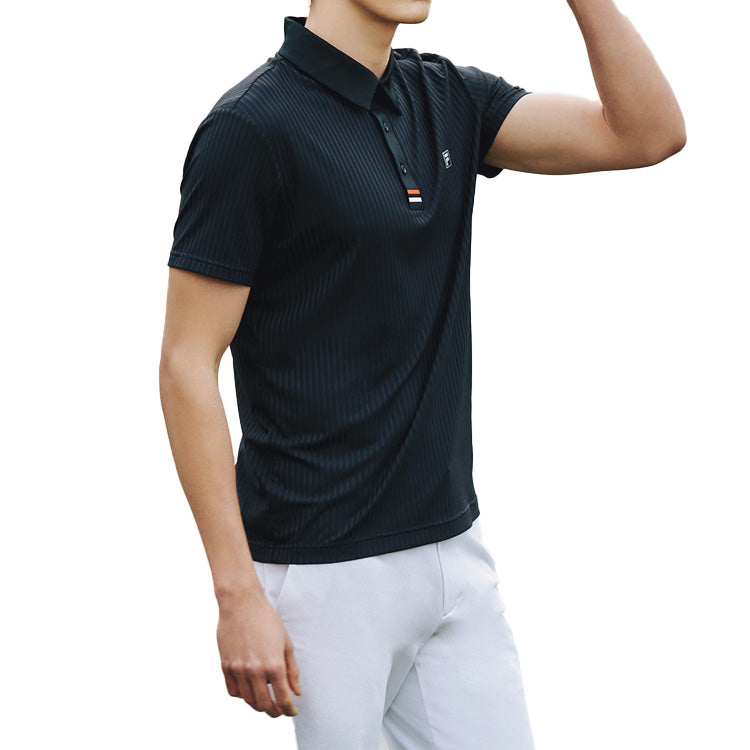 Men's FILA Minimalistic Business Stripe POLO Black Polo Shirt A11M025154F