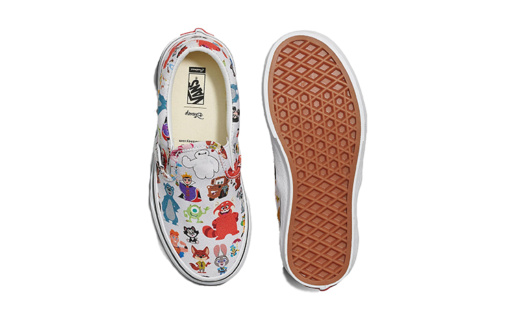 (PS) Vans Customs x Disney 100 Multi Character Kids Slip-On Shoes 'White Multi' VN0A3VC1477
