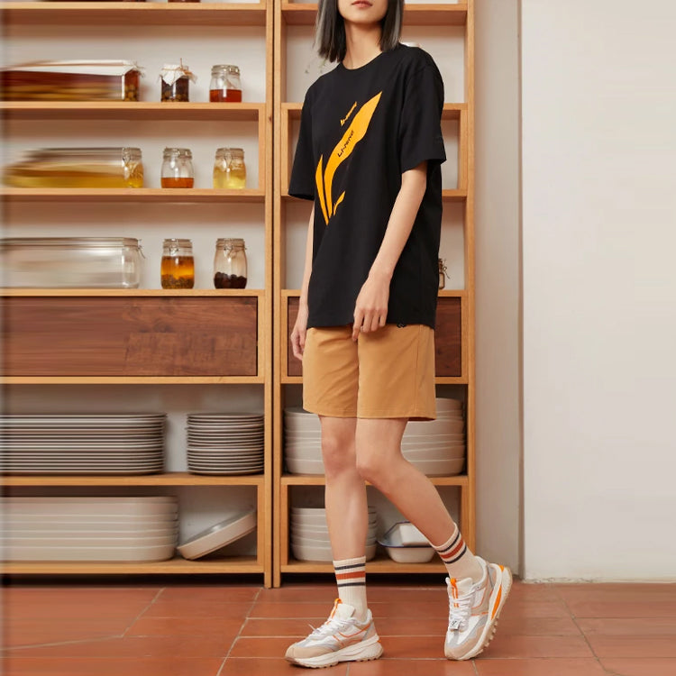 Li-Ning Sports Living Series Logo Printing Sports Round Neck Short Sleeve T-Shirt 'Black' AHSS873-1