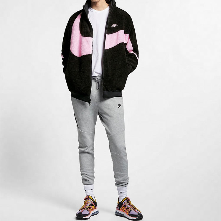 Nike Big Swoosh Polar Fleece Jacket 'Black Pink' BQ6546-016