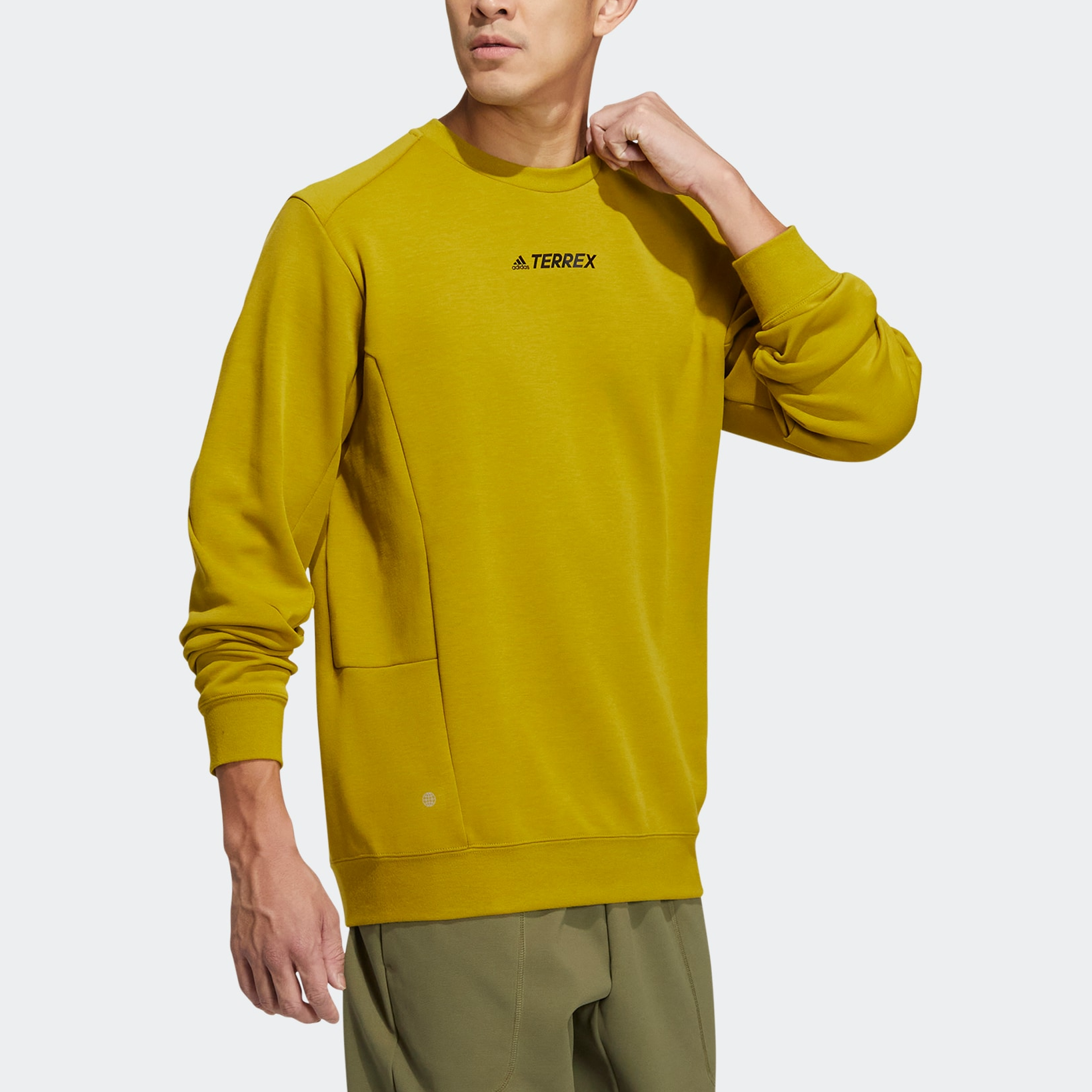 adidas Tx Logo Crew Sw Back Printing Round Neck Pullover Long Sleeves Yellow HN2034