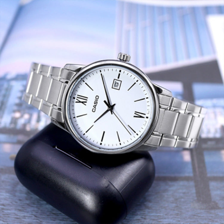 CASIO Male DRESS Japan / South Korea Fashion Mens Silver Analog MTP-V002D-7B3