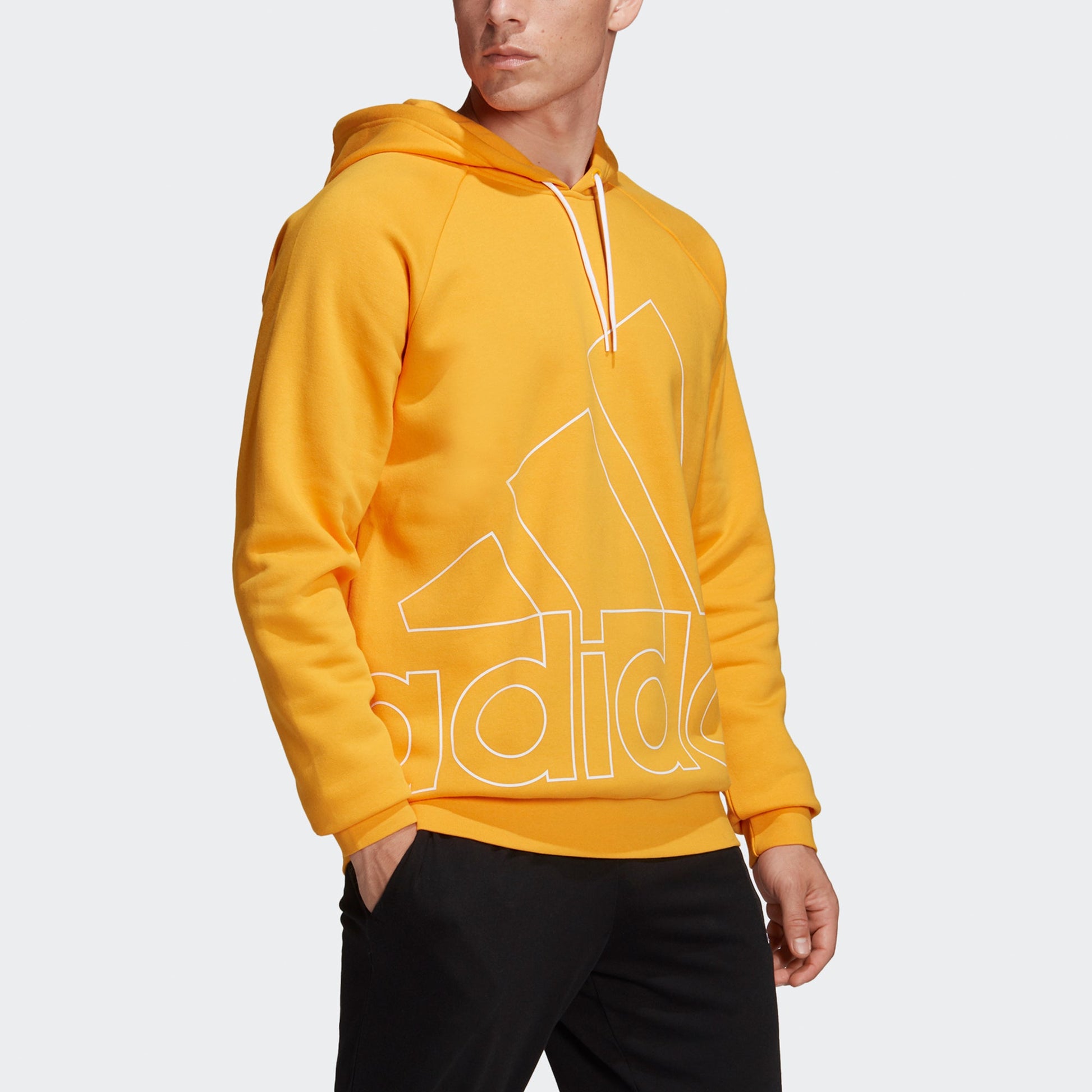 Men's adidas Big Lo Hd Fl Hollow Out Large Logo Printing Pullover Sports Gold Color HB5090