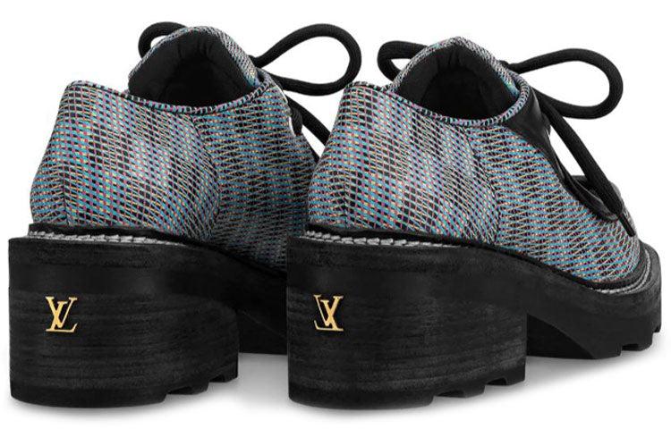 (WMNS) LOUIS VUITTON Beaubourg Platform Derby Shoes 'Blue Plaid Print' 1A5SP2