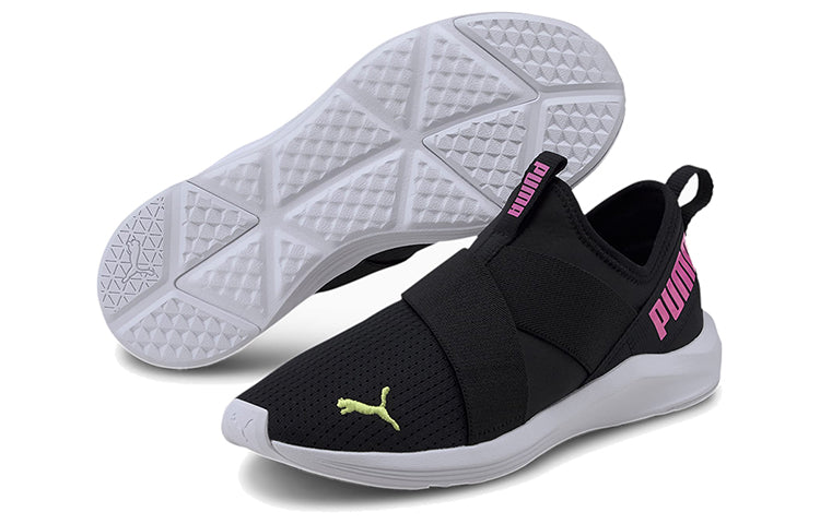 (WMNS) PUMA Prowl Slip On Low Top Running Shoes Black/White/Pink 193078-13