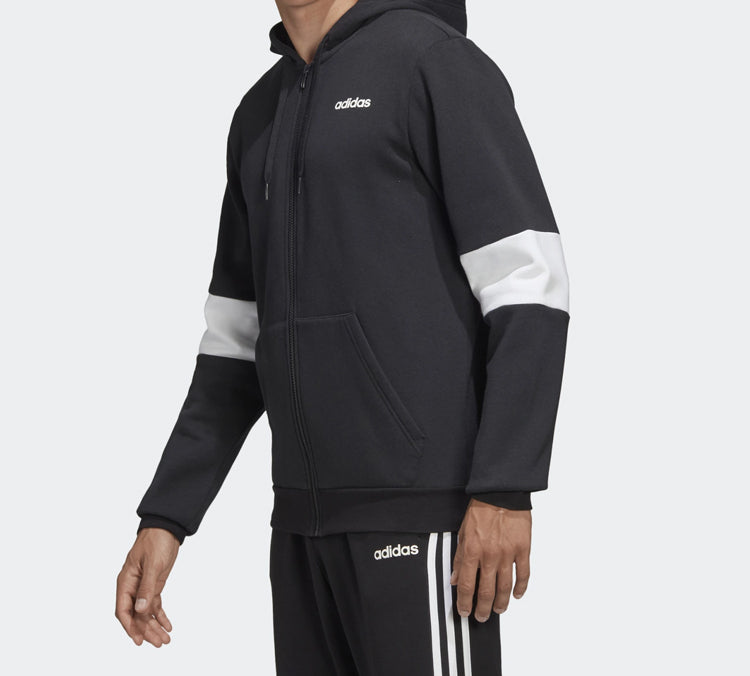 adidas Contrasting Colors Sleeve Training hooded Zipper Cardigan Black FJ6278