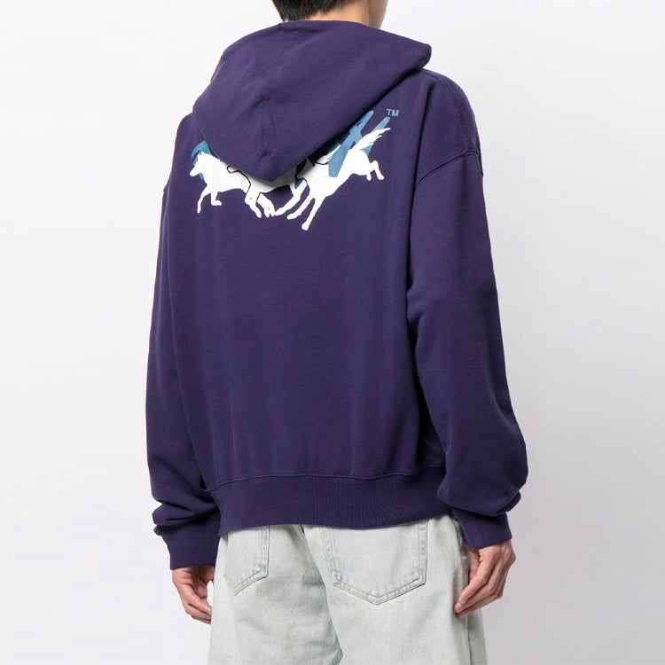 Off-White SS21 Loose hooded Lacing Printing Purple OMBB037R21FLE0054601