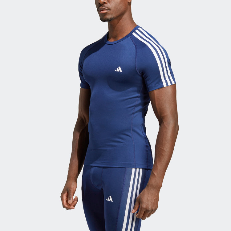 adidas Techfit 3-Stripes Training Tee 'Blue' IC2166