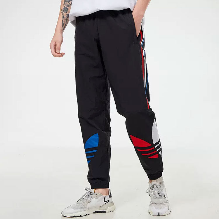 adidas originals MENS Tricol Logo Printed Ankle-banded Sports Pants Black GN8046