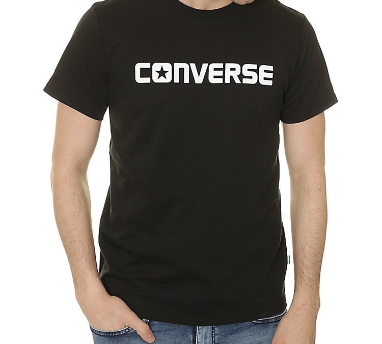 Men's Converse Pure Cotton Alphabet Short Sleeve Black 10001970-A02