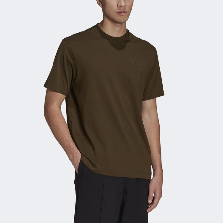 Men's Y-3 SS21 Logo Short Sleeve Dark Green T-Shirt GV4113