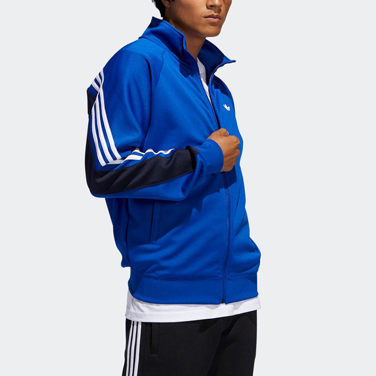 adidas originals Solid Color Logo Stand Collar Athleisure Casual Sports Jacket Blue FM1523