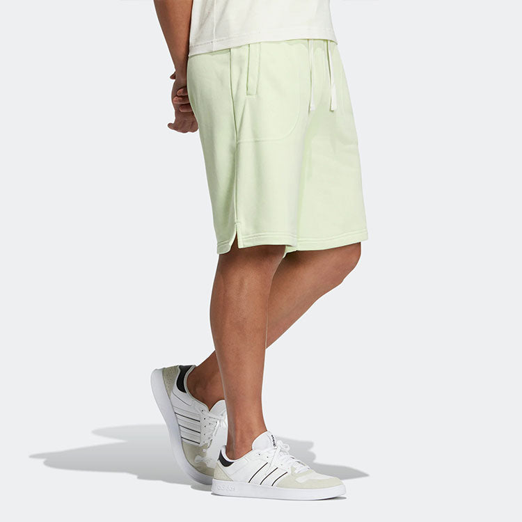 adidas neo Solid Color Lacing Casual Straight Shorts Unisex light green HS6823