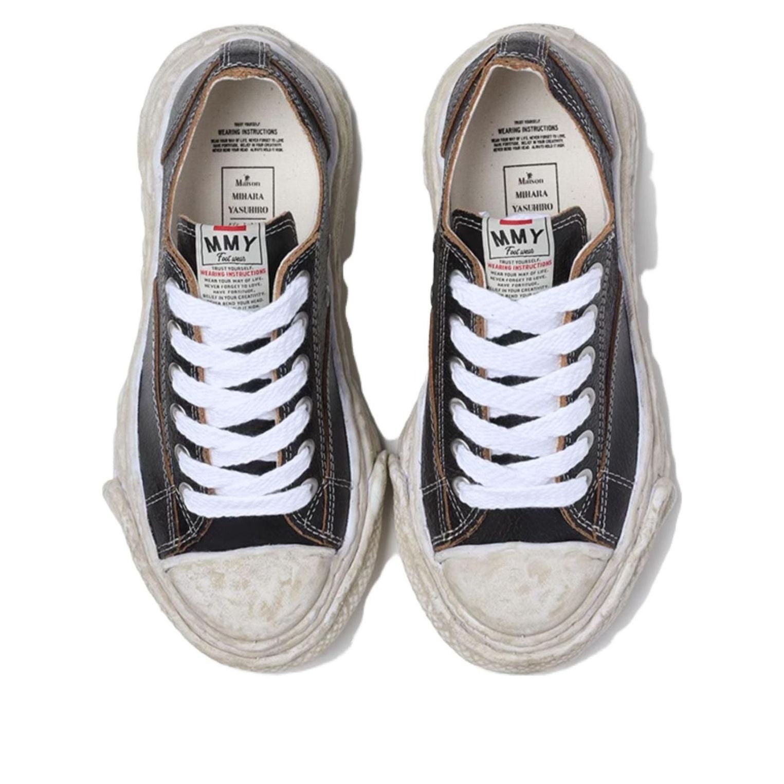Maison MIHARA YASUHIRO Peterson23 OG Sole Cracking Leather Low 'Black' A12FW708-BLACK