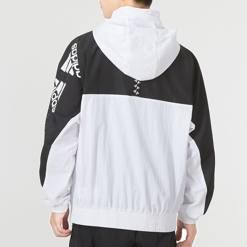 adidas Fi Bp2 Wvjk Contrasting Colors Logo Athleisure Casual Sports hooded Woven Jacket White HE7430