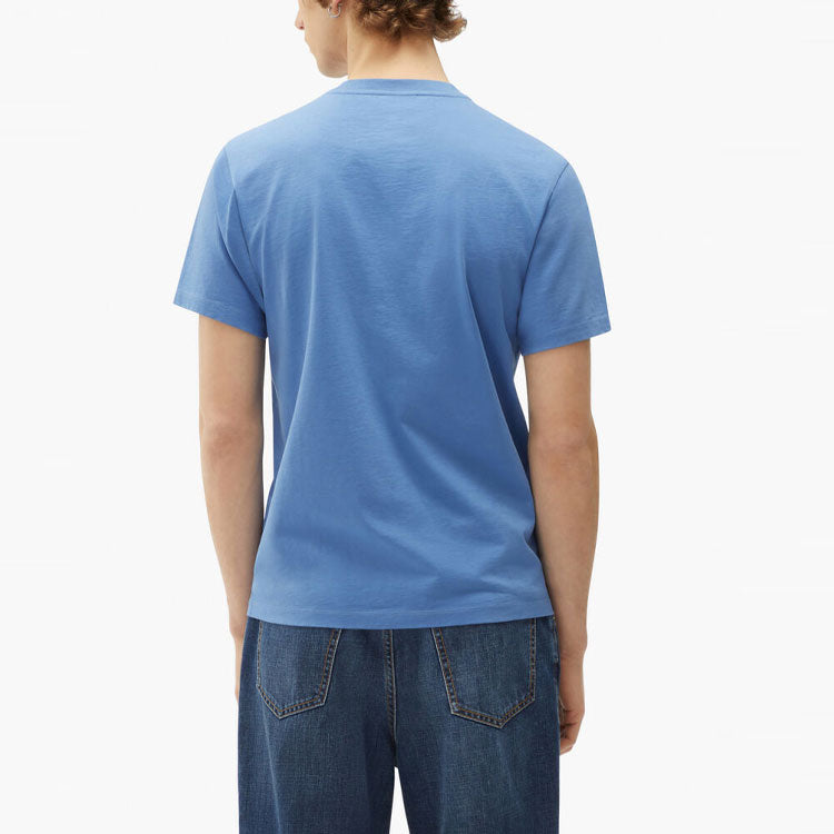 Men's KENZO FW21 Printing Tiger Head Round Neck Short Sleeve Blue T-Shirt FB65TS0204YA-72