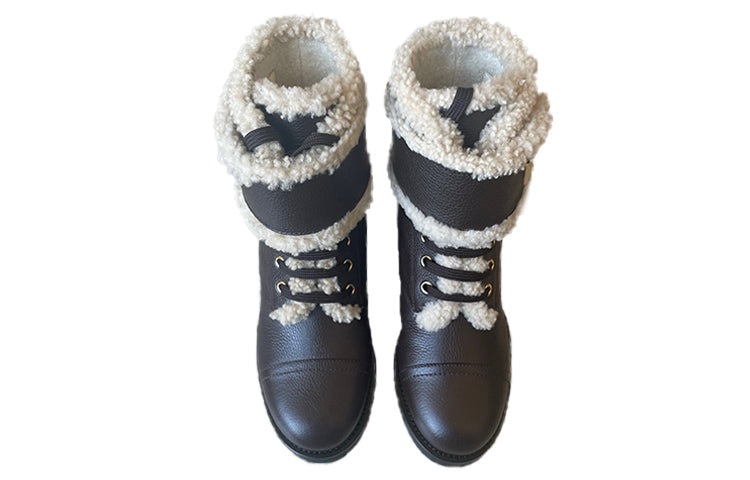 (WMNS) LOUIS VUITTON Wonderland Shearling Boots 'Black' 1A4FJ7
