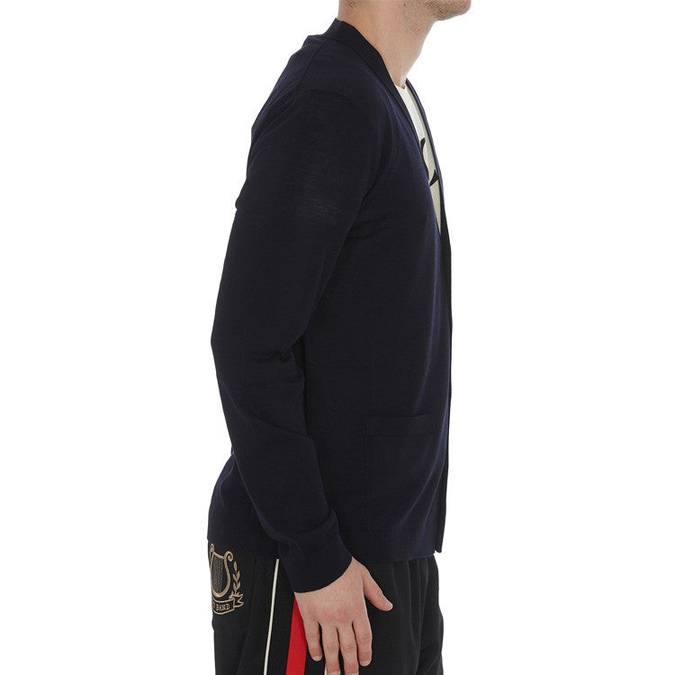 Gucci GG Embroidered Wool Cardigan Knitted Top Navy 576815-XKAOW-4440