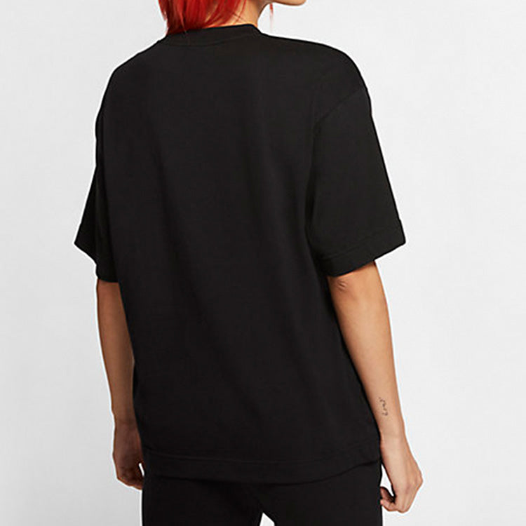 (WMNS) Nike Air Alphabet Logo Printing Sports Short Sleeve Black CJ3106-010