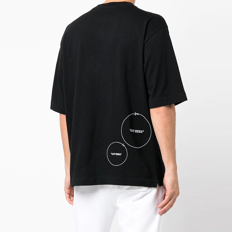 Men's Off-White Small Pattern Short Sleeve Black T-Shirt OMAA119F21JER0061001