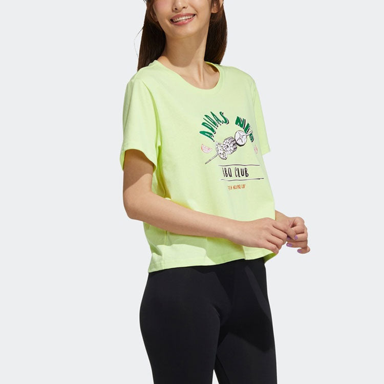 (WMNS) adidas neo Pattern Casual Sports Cartoon Short Sleeve Green H62004