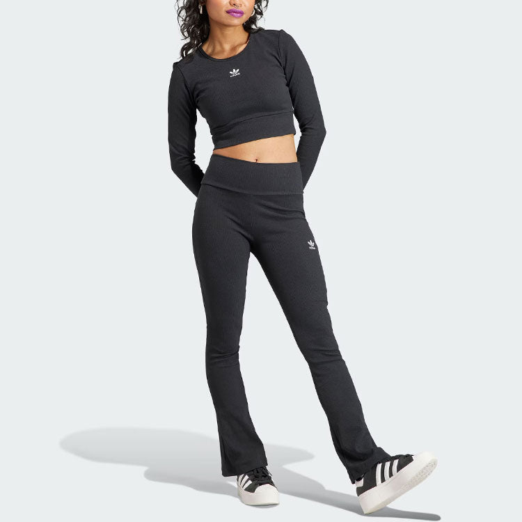 (WMNS) adidas Essentials Rib Flared Pant 'Black' II8056