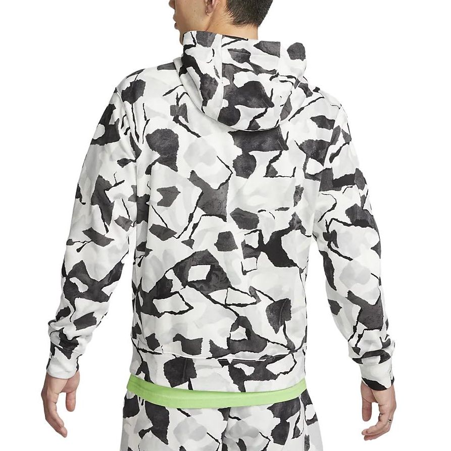 Nike Club Fleece French Terry Pullover Hoodie Asia Sizing 'White Black' DX0792-060