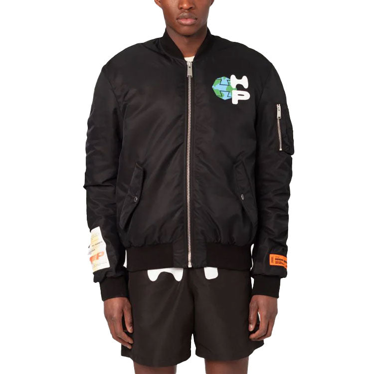 HERON PRESTON FW21 HP World Wide Print Bomber 'Black' HMEH005F21FAB0011001