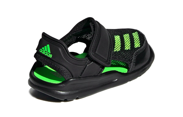 (TD) adidas Fortaswim I Velcro Casual Black Green Sandals 'Black Green' FV8860