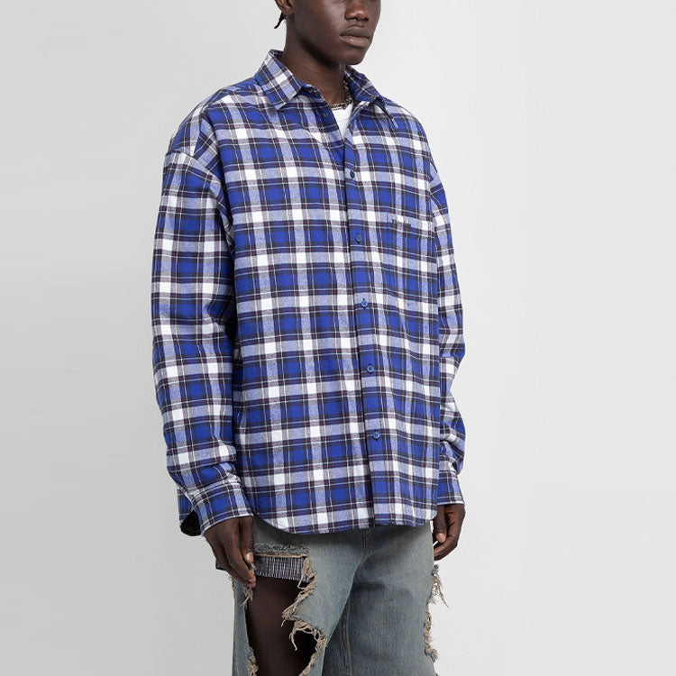 Balenciaga Checkered Flannel Padded Shirt 'Blue' 642339TKM274202