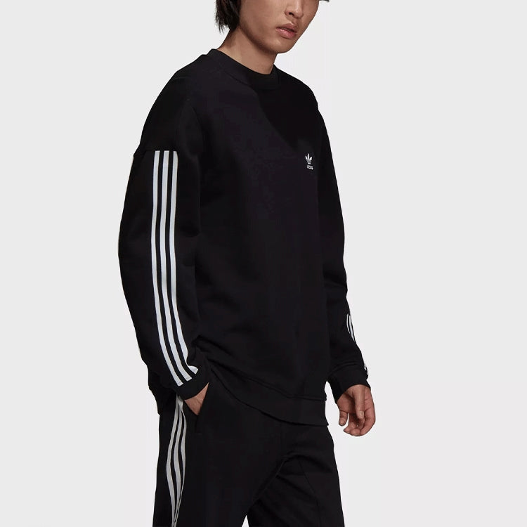 adidas originals Contrasting Colors Stripe Round Neck Pullover Black H41315