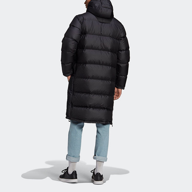 adidas originals Long Dwn Jkt Casual Sports Stay Warm hooded down Jacket Black GE1335