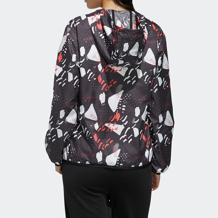 (WMNS) adidas neo Printing Hooded Jacket Black DW7813