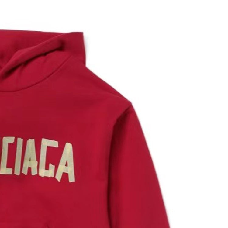 (GS) Balenciaga Tape Type Cotton Hoodie 'Red' 682019TOVB36400