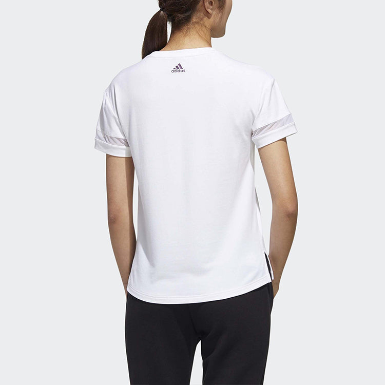 (WMNS) adidas Sports Stylish Round Neck Short Sleeve White GJ9022