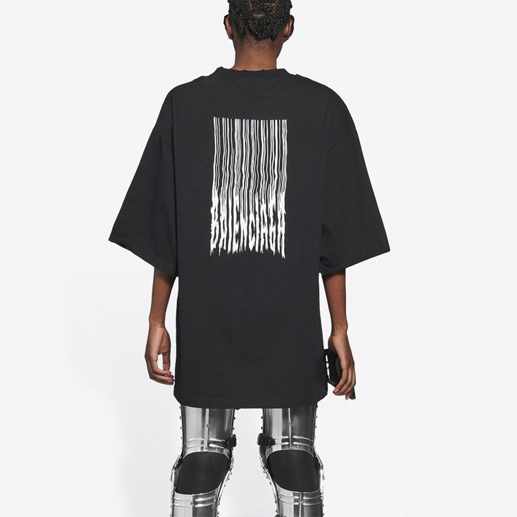 Balenciaga Unisex FW21 Printing Round-neck Tee Black 661715TKVE51070