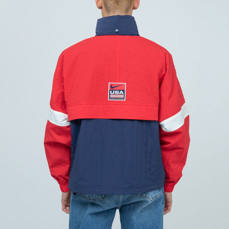 Men's Nike Lab Swoosh Stripe Splicing Storage Simple Colorblock Hooded Jacket Blue 'University Red Midnight Navy' CD6374-657