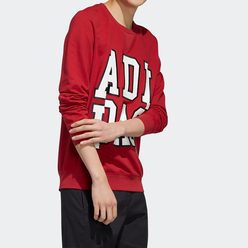 adidas neo Large Logo Printing Round Neck Pullover Red EI6271