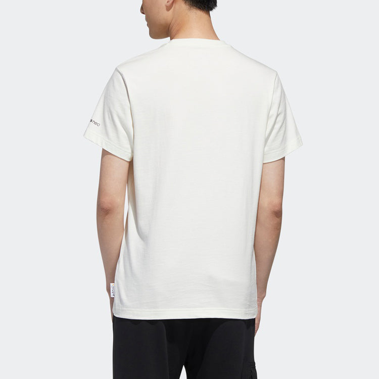 adidas neo x M GDTM Tee Yellow Crossover Printing Round Neck Sports Short Sleeve White GL7241