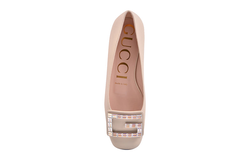 (WMNS) Gucci Leather Ballet Flat With Crystal G 'White' 551434-C9D00-9526