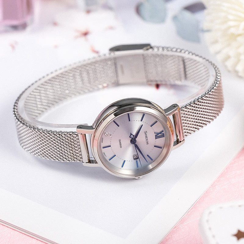 CASIO SHEEN Solar Powered Quartz Waterproof Sapphire Crystal Silver Analog SHS-D300M-7APR