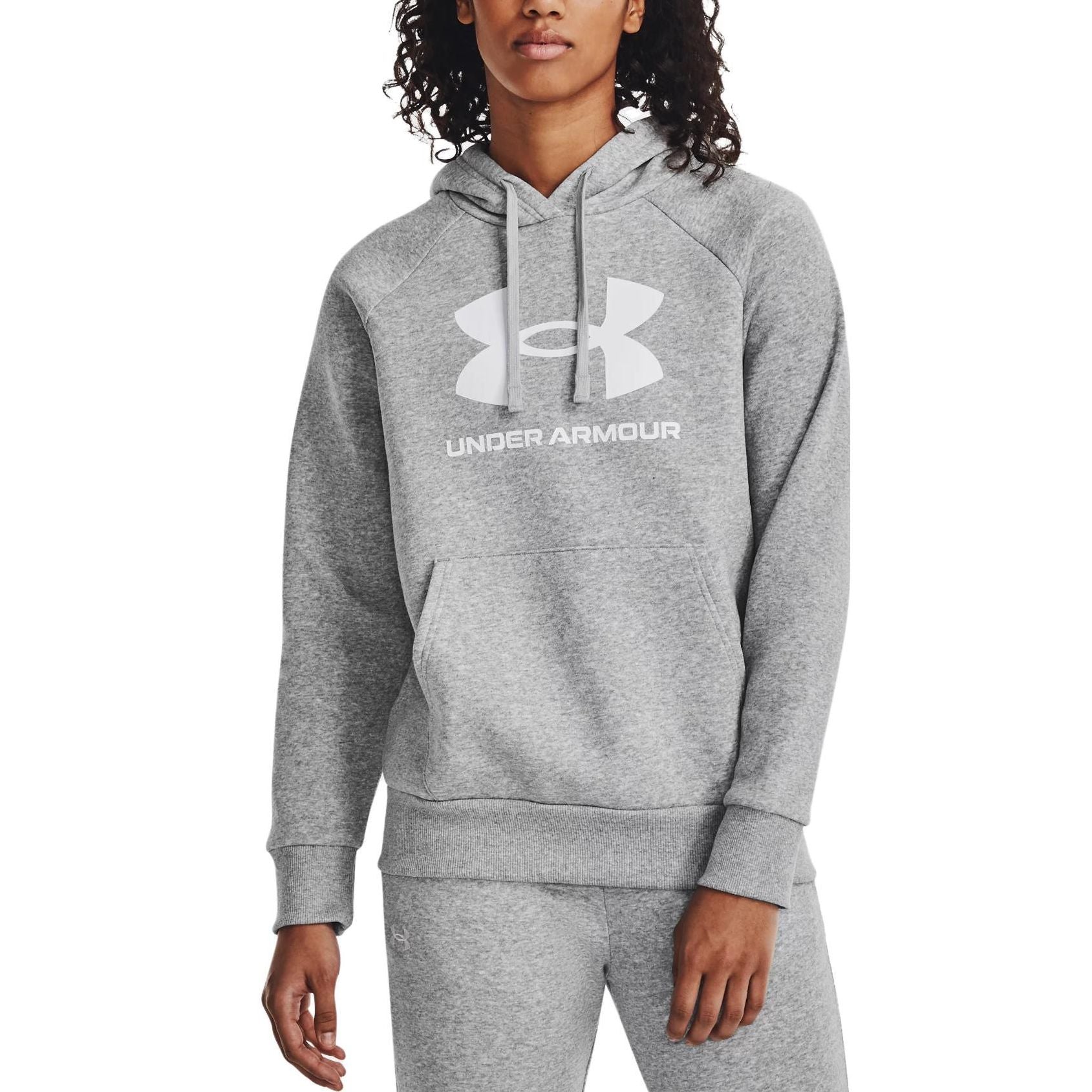 (WMNS) Under Armour Rival Fleece Big Logo Hoodie 'Light Grey' 1379501-012
