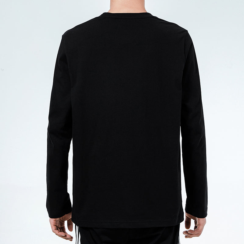 Men's adidas Large Logo Printing Loose Sports Long Sleeves Black T-Shirt GV5274