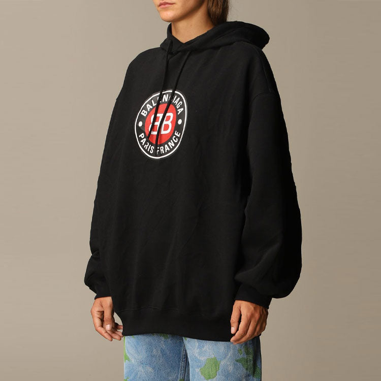 (WMNS) Balenciaga BB Logo Printing Hooded Black 641529TJV771000