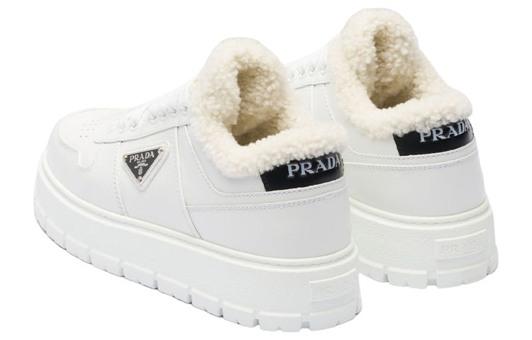 (WMNS) PRADA Leather and Shearling Sneakers 'White' 1E947M_3LEN_F0009_F_ZF45