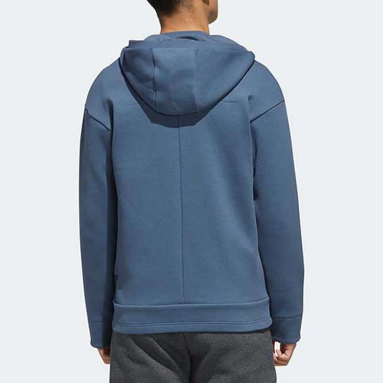 adidas logo Cozy Casual Sports Hooded Jacket Blue FK4485